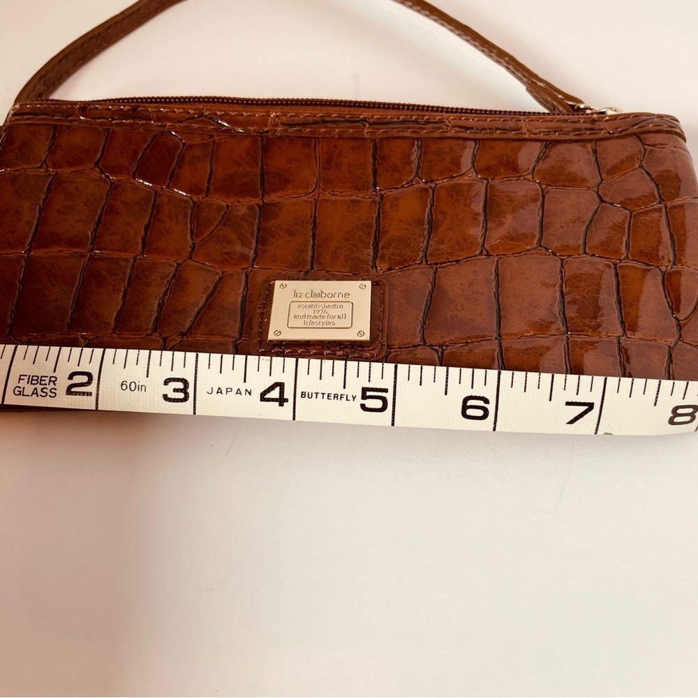 Liz Claiborne Brown Crocodile Embossed Leather Clutch - Picture 5 of 5